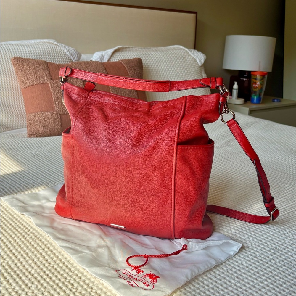 Genuine Coach Red Leather Shoulder Bag